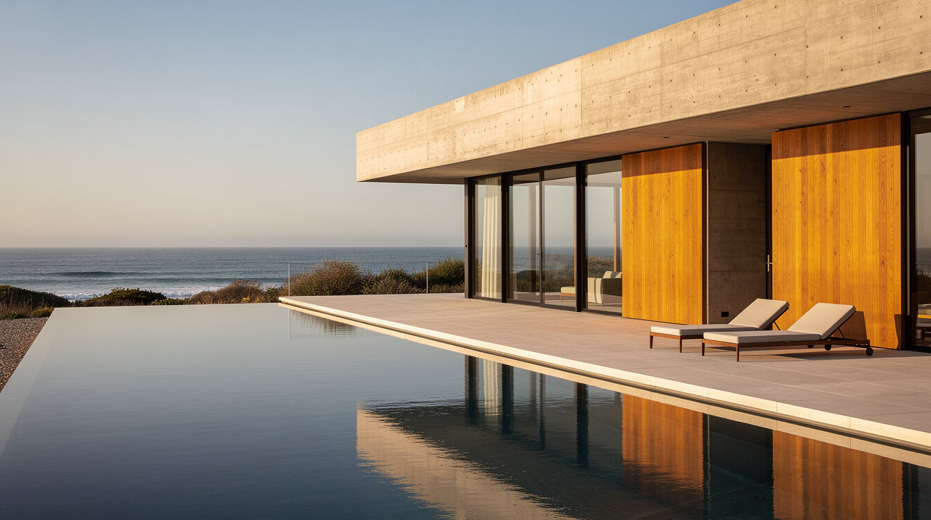 Modern minimalist oceanfront villa with infinity pool