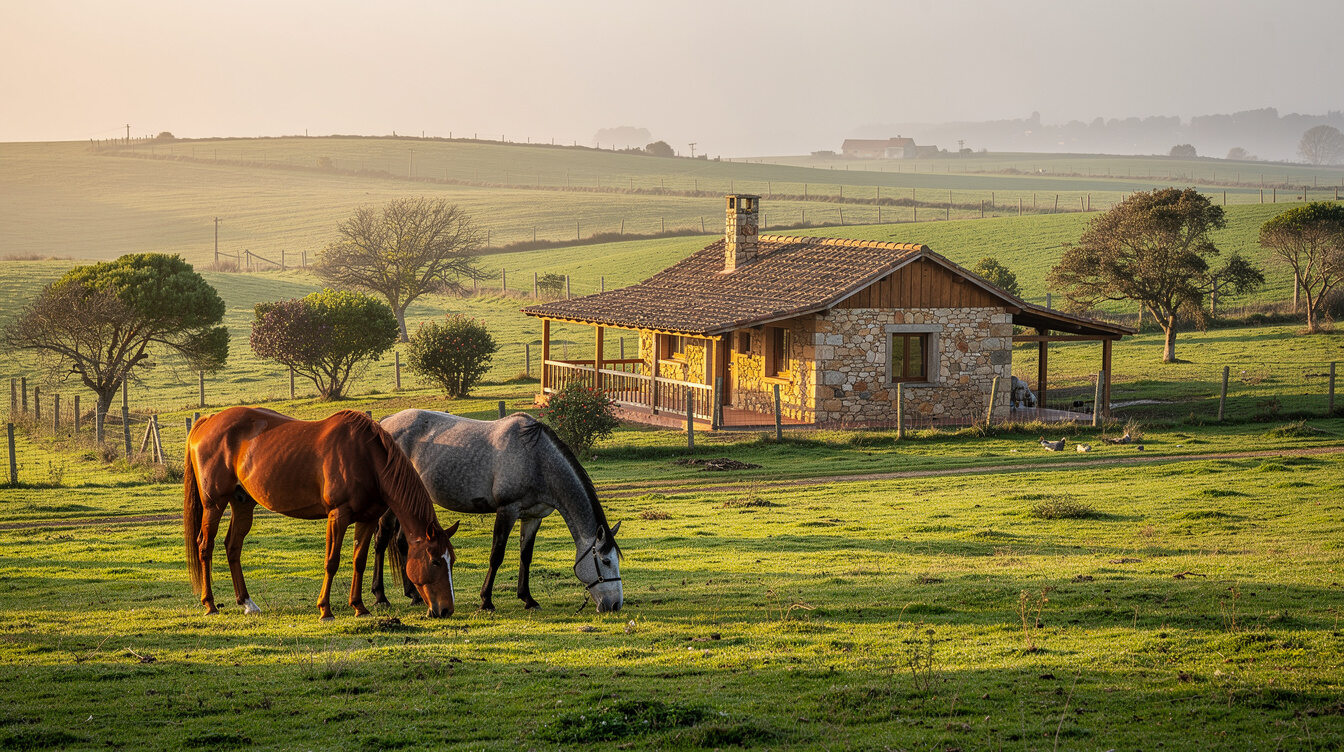 Countryside estate with horses near La Barra, Uruguay